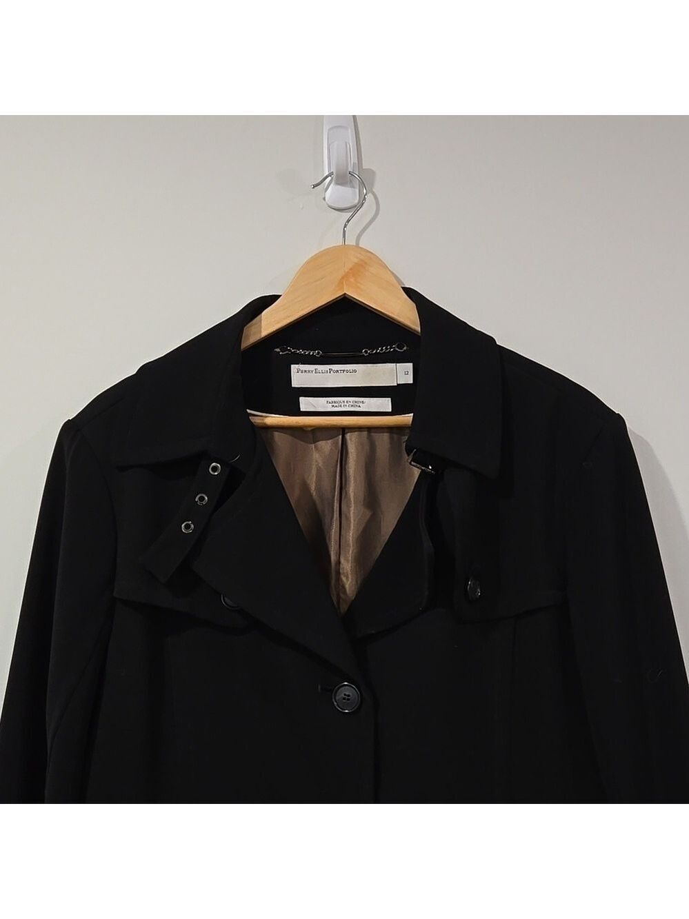 Retro Perry Ellis Beltless Streetwear Trench - Picture 3 of 14
